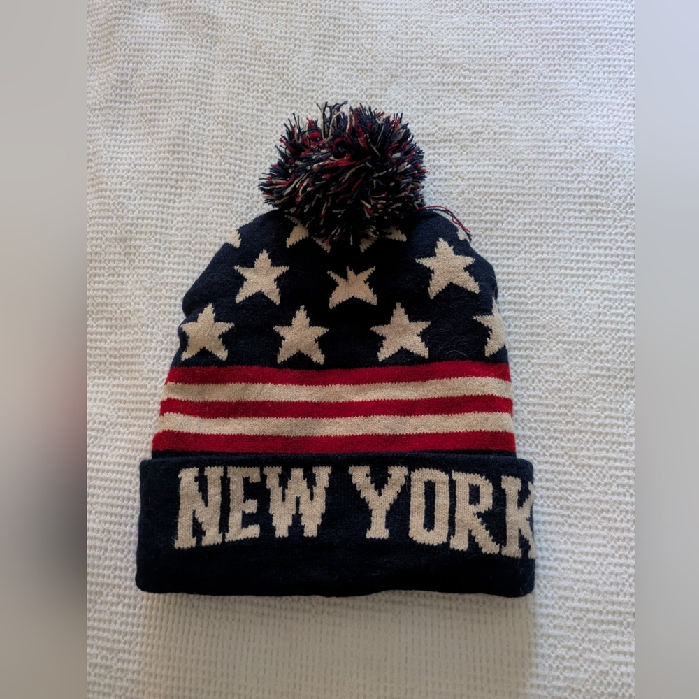 Patriotic Knit Beanie with Stars and Stripes